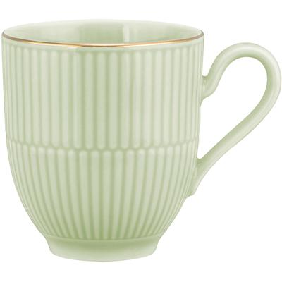 Becher SELTMANN WEIDEN "Amina", grün (grün, weiß, gold), B:8,6cm H:9,6cm Ø:12cm, Porzellan, Trinkgefäße, Becher, Kaffeebecher, Tasse, mit Relief und edler Goldumrandung