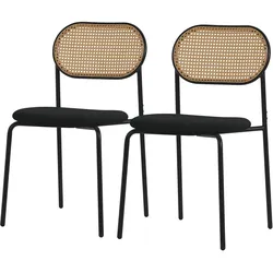 ESSZIMMERSTÜHLE 2ER-SET Schwarz Rattan