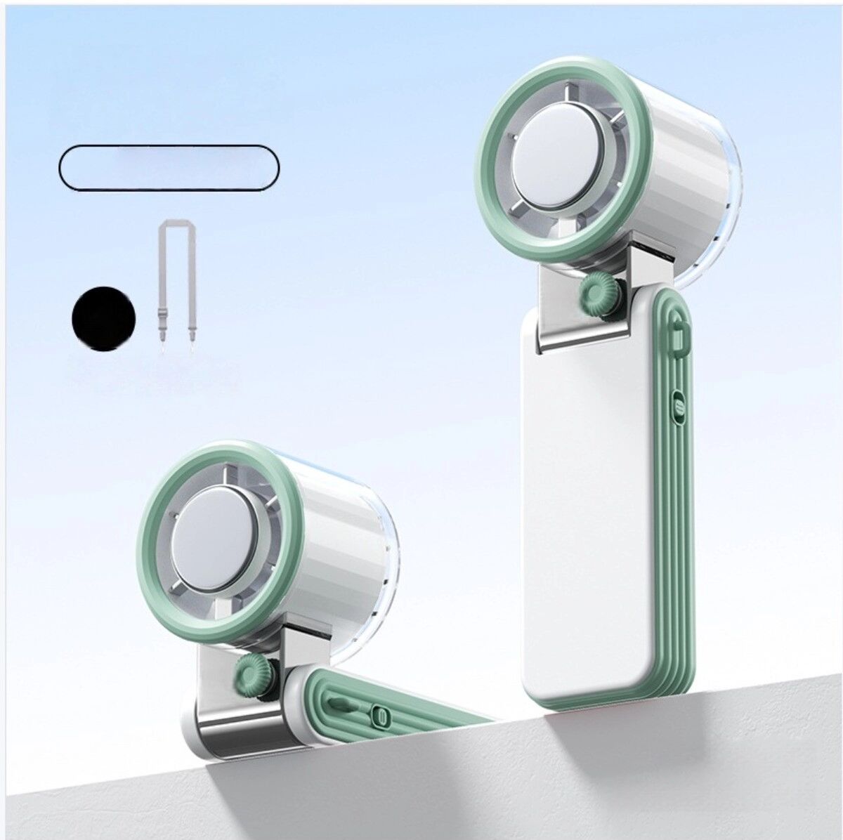 INF Ventilateur pliable portable à refroidissement par glace - Mini ventilateur rechargeable, 199 vitesses réglables, flux Blanc
