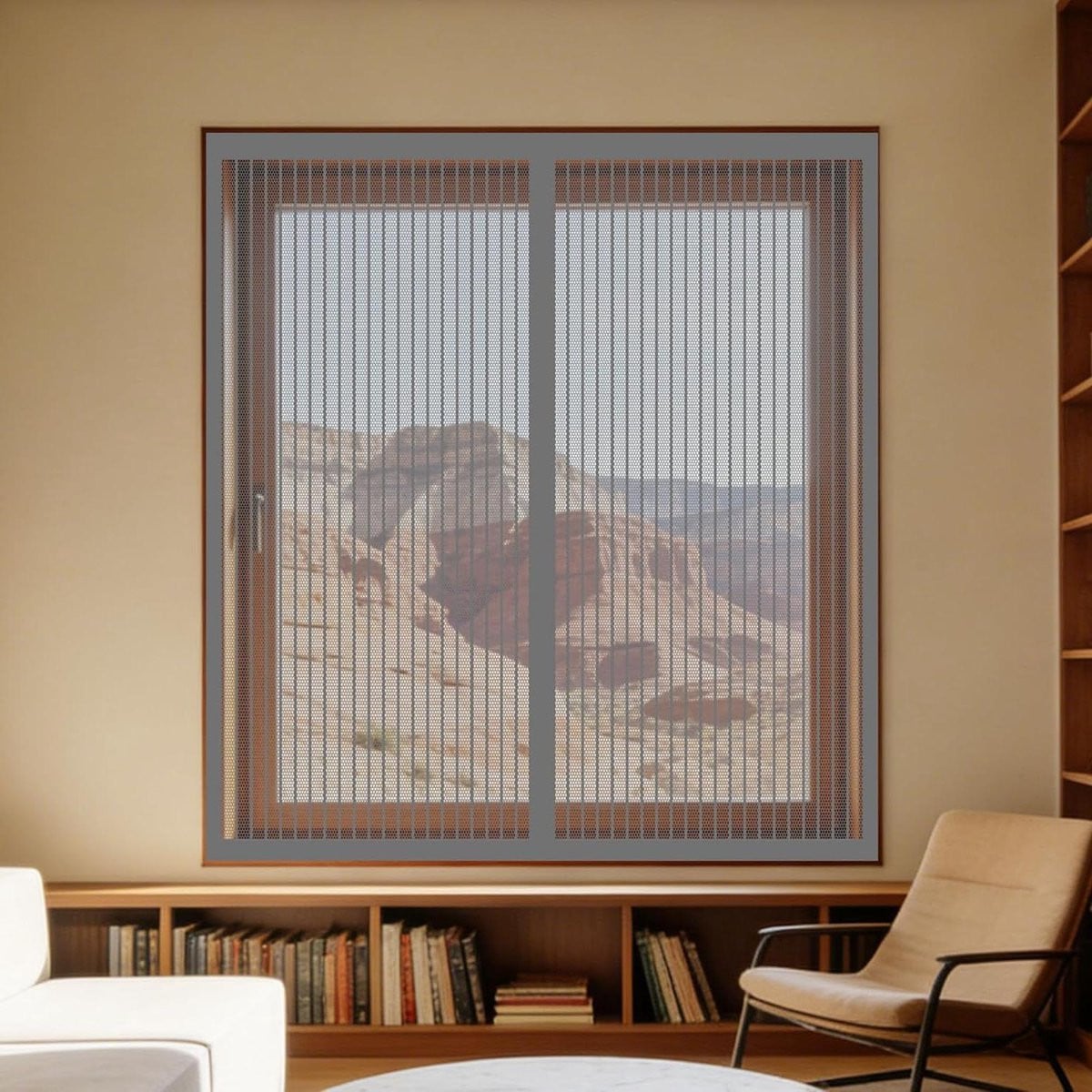 Magnetisch horgaas voor ramen - Grijs - 100 x 140 cm