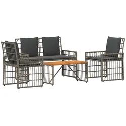 vidaXL Gartenmöbel Set 4 pcs Schwarz und Dunkelgrau