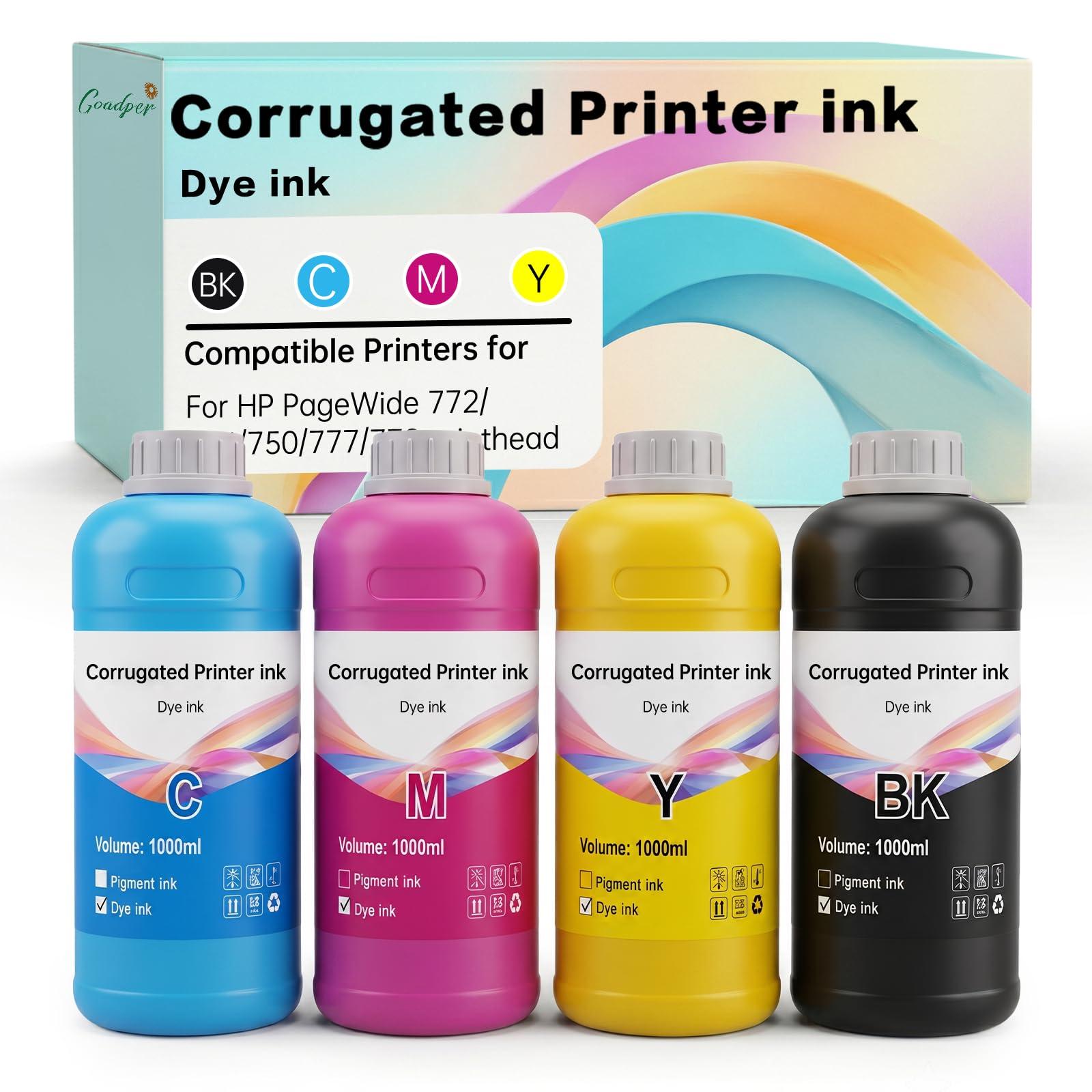 Tinte für Wellpappe, 1000 ml, Schwarz, Cyan, Magenta, für HP 772/774/750