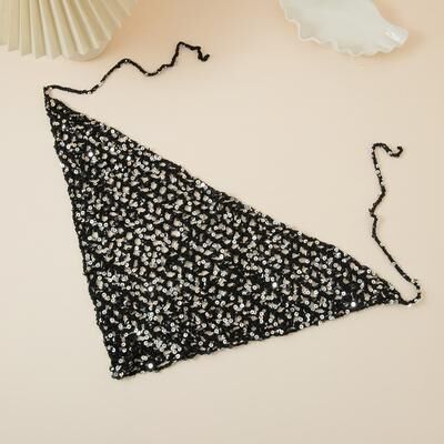Fashion Sheath Glitter Boho Headscarf: Sexy Triangle Hair Accessory & Festival Bandana black