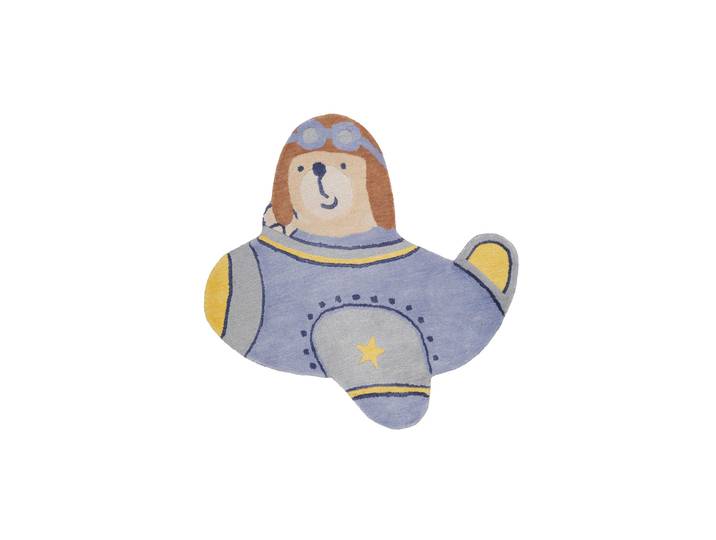 Kinderteppich SMART KIDS Anton , blau, B:120cm H:1,2mm L:120cm, Wolle, Teppiche, Kinderteppich, handgefertigt aus Naturfasern, Out Shape-Format Flieger, Kinderzimmer
