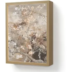 WANDLEUCHTE MIT AKKU Mandelblüte - Kunst - Van Gogh - Beige - Abstrakt 30x40 cm Wandlampe
