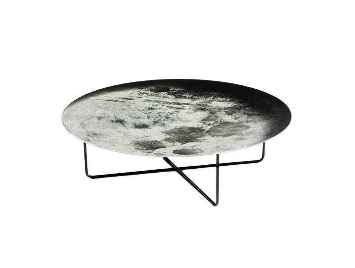 DIESEL WITH MOROSO table basse MY MOON MY MIRROR (Impression photographique - Verre trempé miroir, base en acier noir poli)