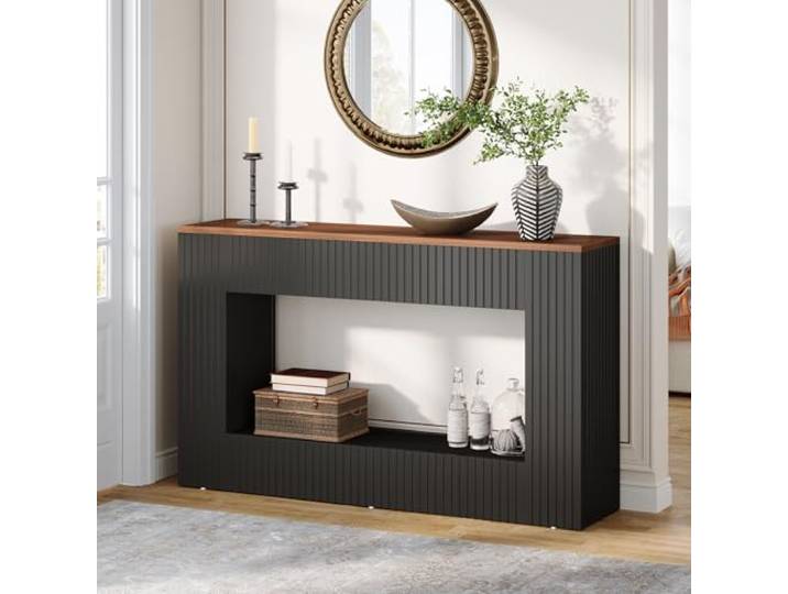 Tribesigns Moderner Konsolentisch, 140 x 30 x 85 cm, Flurtisch, Flur Möbel, Schmaler Sofatisch mit Lagerung, Sofatisch aus Holz für Eingang, Flur, Wohnzimmer, Schwarz