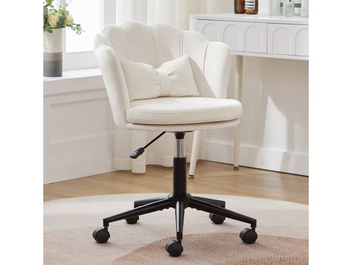 Chaise de coiffeuse, chaise de bureau, dossier en forme de feuille de fleur, coussin lombaire en forme de papillon, hauteur réglable, coussin de siège moelleux