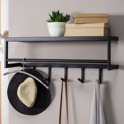 KADIMA DESIGN Wandgarderobe aus lackiertem Stahl, Schwarz, 5 Haken, Kleiderstange