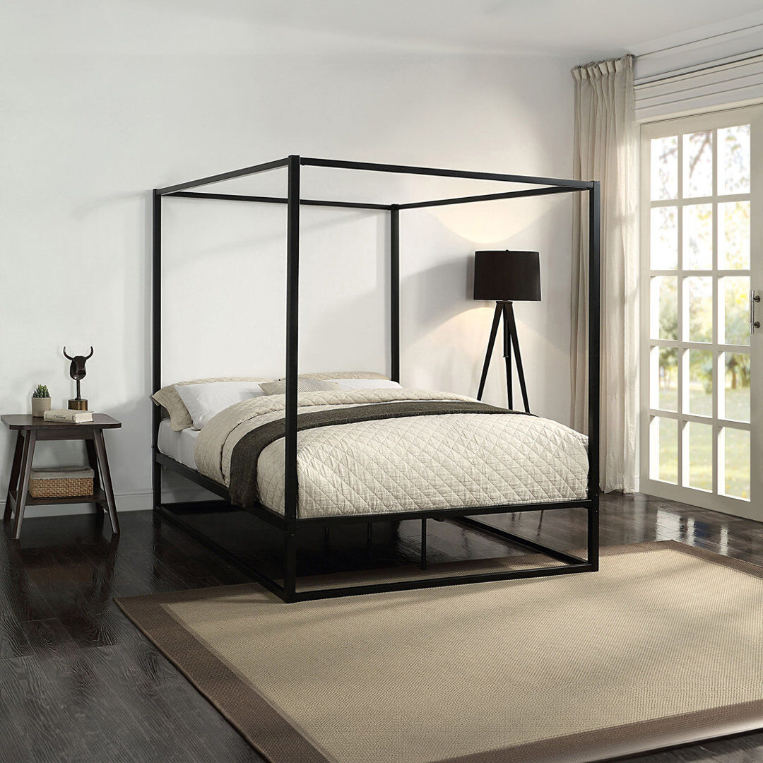 Latitude Run Bedoya Canopy Bed Black Kingsize (5')