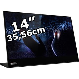Lenovo Monitor ThinkVision M14t, 14 Zoll, Full HD 1920x1080 Pixel, 4 ms, 60 Hz, Touchscreen, portable