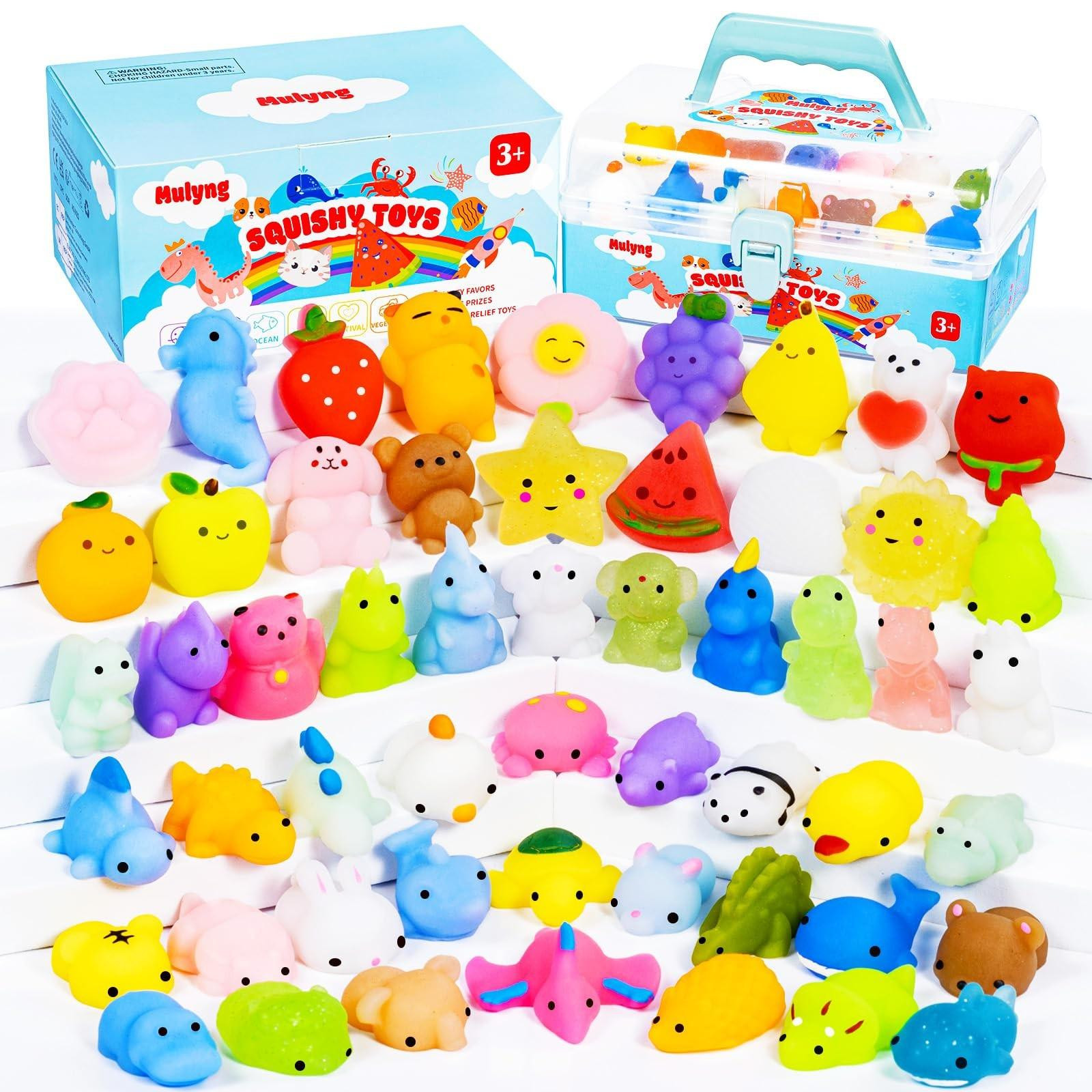 Mini Kawaii Squishy Speelgoedset met Organizer - 80 stuks