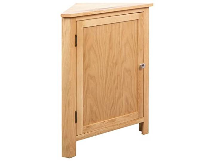 Todiikf Eckschrank Braun 59x45x80 cm Massivholz Eiche MDF Kompakte 90 Grad Eckenkommode für Wohnzimmer und Küche aus Eichenholz und MDF mit geräumigem Stauraum.