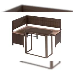 Merxx Eckbank Set 2tlg., 1 Eckbank, 1 Tisch 90 x 50 cm, Stahl, Braun