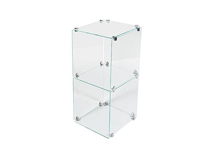 Glassteckvitrine Glasregal „Mini“ m. Rückwand Vitrine 2 Fächer Glasplatten 30x30cm o. 40x40cm normales Glas Verkaufsvitrine Ausstellungsvitrine Messevitrine Verkaufsregal Selbstbauvitrine
