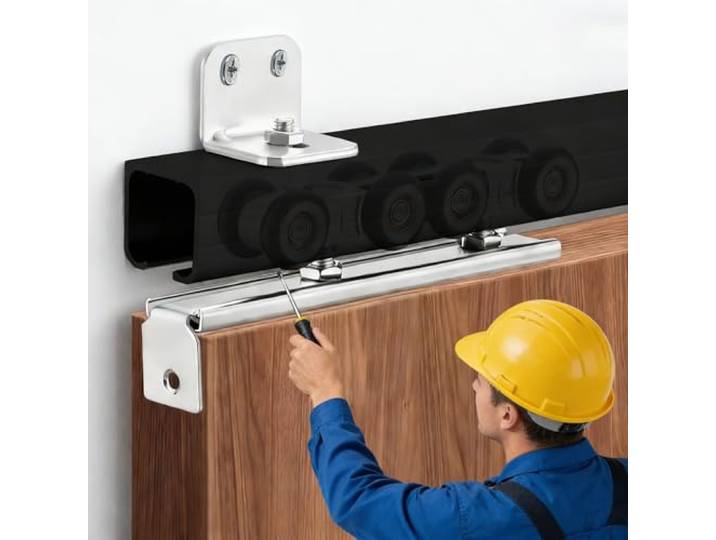Schiebetürschiene, Schrank-Schiebetürschiene, Aluminium-Schiebetürschiene mit Wandhalterung, leiser Austausch der Taschentür-Hardware