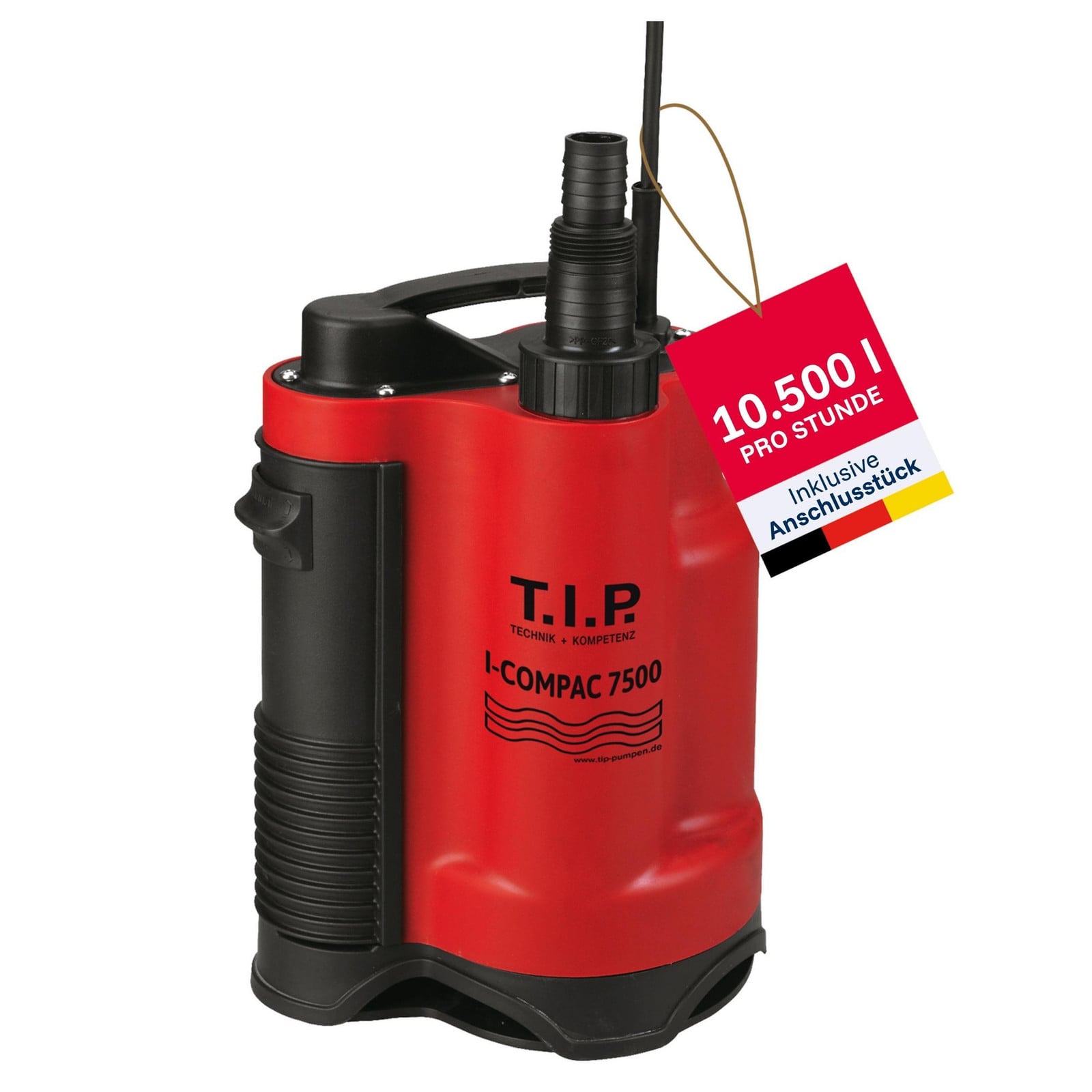 T.I.P. I-Compac 7500 drainagepomp met geïntegreerde vlotterschakelaar en 5 meter opvoerhoogte
