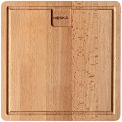 Boska Dining Board Amigo S / Servierbrett / Europäisches Buchenholz / Dinnerbrett mit Auffangrinne / 23x23 cm
