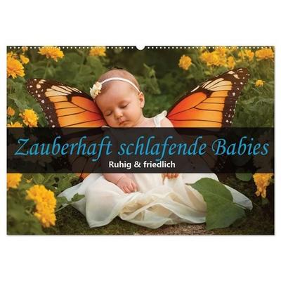Zauberhaft schlafende Babies - Ruhig und friedlich (Wandkalender 2027 DIN A2 quer), CALVENDO Monatskalender