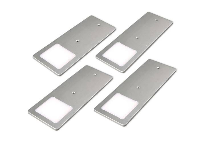 HKT Unterbauleuchten-Set, Alufarben, Edelstahlfarben, Metall, Kunststoff, 4-teilig, 7x0.5x19 cm, Bewegungsmelder, 4-fach schaltbar, Farbtemperaturwechsler, Küchen, Küchenausstattung