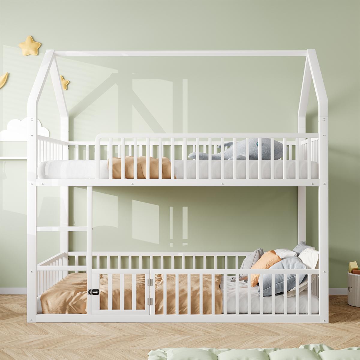 Kinderbett mit Treppe Etagenbett Jugendbett Kinder-Familienbett 90*200cm Weiß
