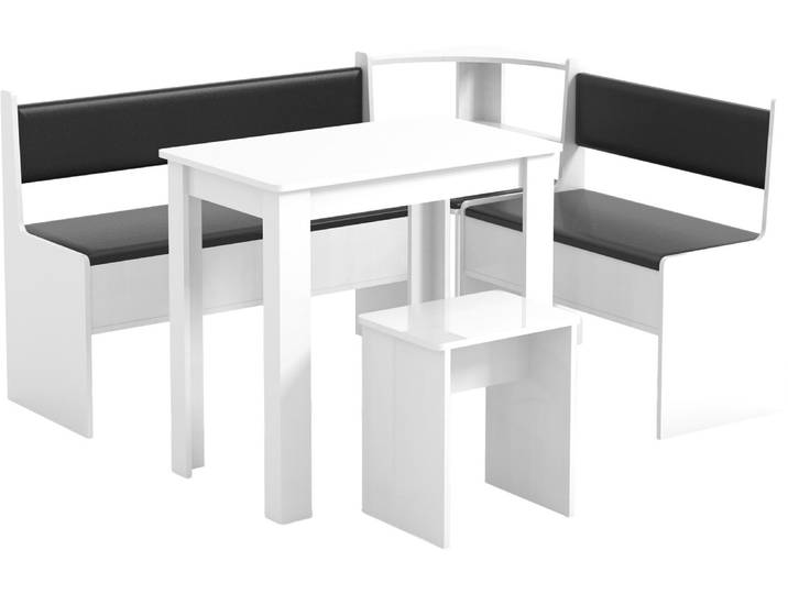 VCM Eckbank-Set ESAL, Weiß, Holznachbildung