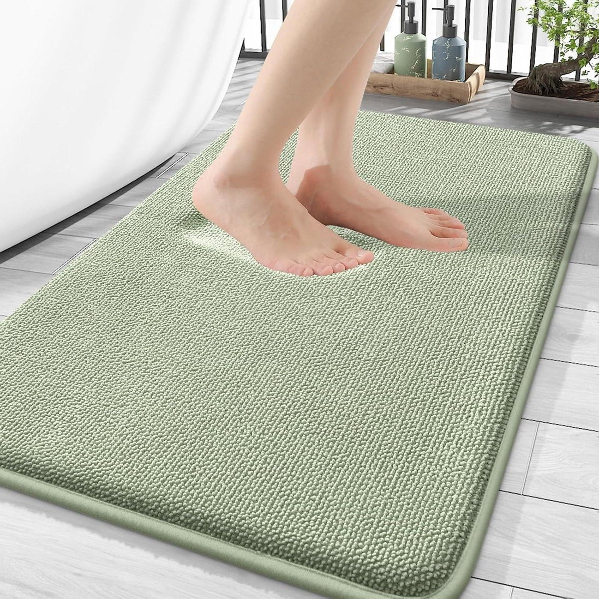 Groen badkamermat met antislip PVC onderkant - 50 x 76 cm