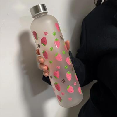 Inspire Select 33.8oz Strawberry Pattern Water Bottle   Leak Proof Reusable Portable Drink Bottle With Lid clear 33.8 Fl Oz