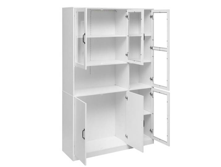 Vitrine haute blanche à LED – Bibliothèque en MDF et verre – 120 x 40 x 200 cm