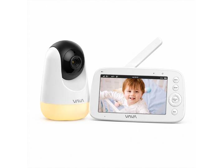 VAVA VA-IH006 PRO Babyphone avec caméra, Écran HD 720p de 5 pouces, sans Wi-Fi, Jusqu'à 24 heures de mode audio, Vision nocturne, Communication bidirectionnelle, Veilleuse, Portée de 300 m