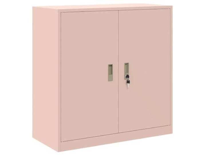 Helloshop26 Moderner Mehrzweck-Aufbewahrungsschrank, 90 x 40 x 90 cm, abschließbare Türen, Industriestil, aus Stahl, Rosa, 02_0054816