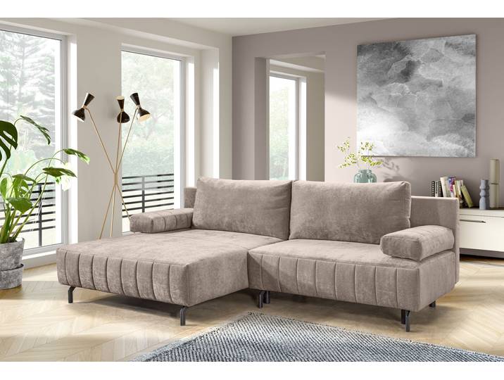 Ecksofa EXXPO - SOFA FASHION Cambria, Bett & Bettkasten, bodenfrei, modernes Design, L-Form , beige, B:262cm H:93cm T:171cm, Sofas, Ecksofa, inkl. Bettfunktion und Bettkasten, 15 cm bodenfrei, L-Form
