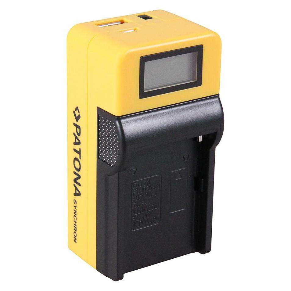 Patona Synchron USB Ladegerät f. Sony NP-FM50 NP-F550 NP-F750 NP-F970 mit LCD-Display (Kamera Akku Ladegerät) (34330302)
