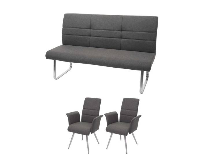 Jamb Esszimmer-Set Grau 2er-Set, Textil, 160x99x68 cm, Esszimmer, Stuhl