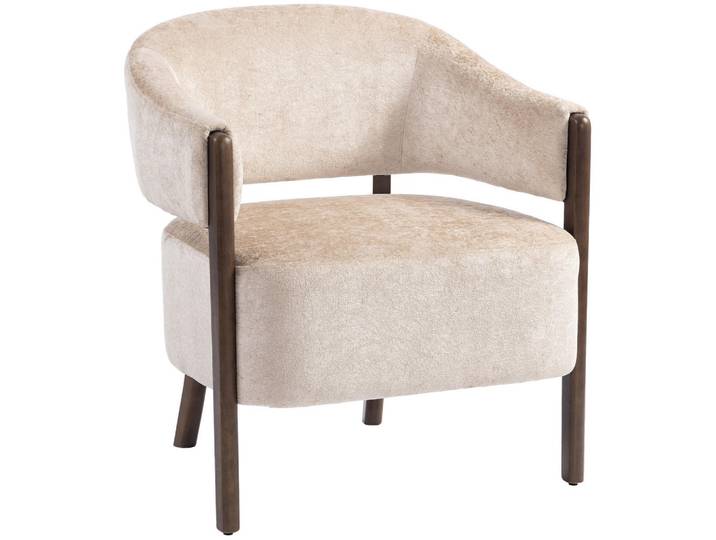 Homcom Sessel Chenille Holz Beige, Kiefer, Füllung: Schaumstoff, 63.5x78.5x71 cm, Wohnzimmer, Sessel