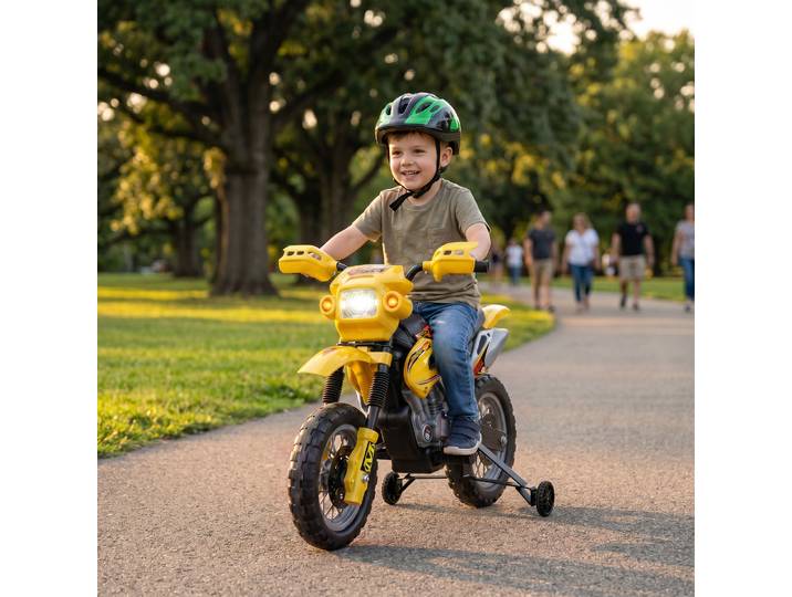 HOMCOM Moto Électrique Enfant Jaune/Noir 102x53x66cm