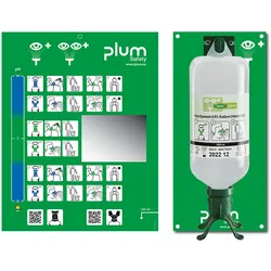 Plum Augenspülstation Duo mit 1 Flasche inkl. Wandhalter, Piktogramm