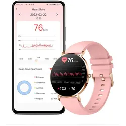Manta Alexa SWU501PK Pink (43 mm, Metall, Pink, ohne SIM), Smartwatch