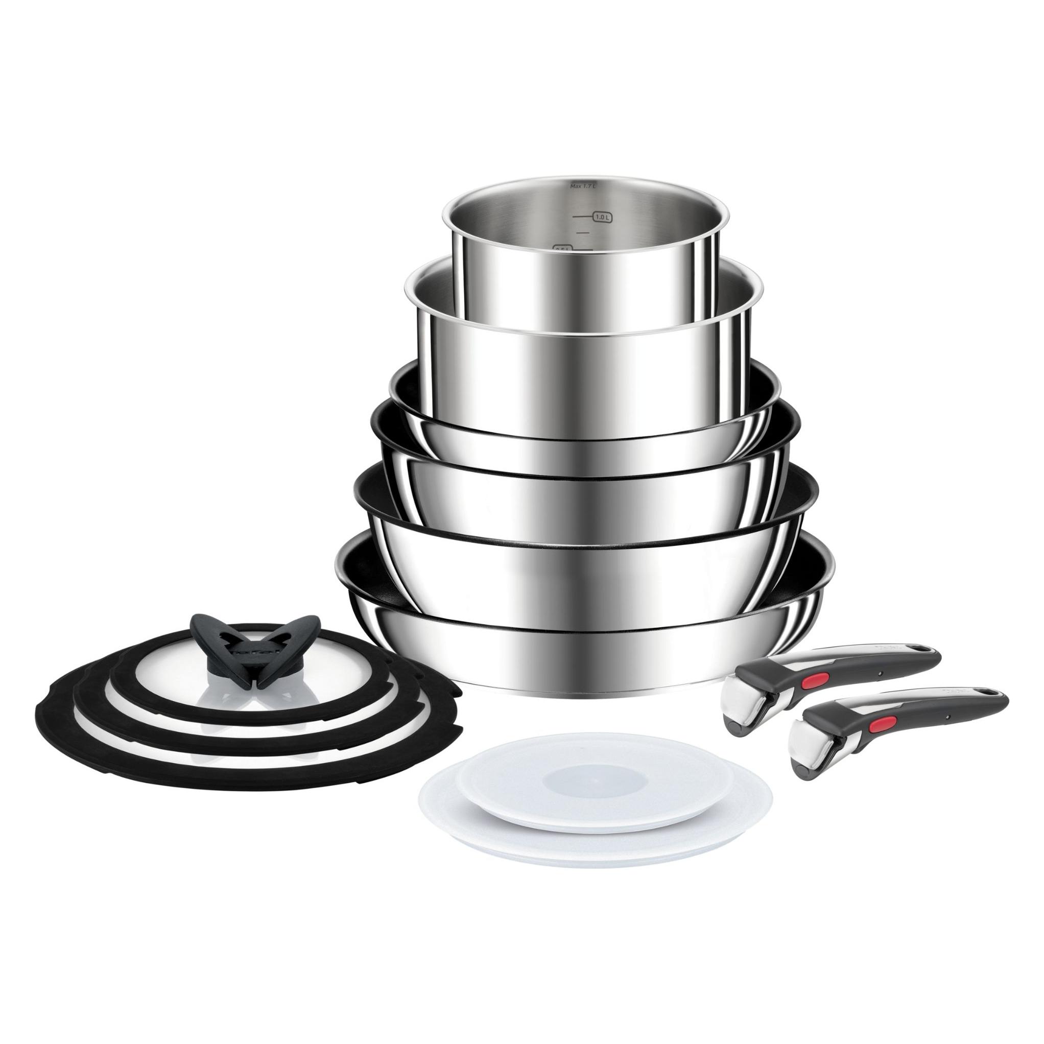 Tefal Ingenio Preference On stapelbares Kochgeschirr-Set 13-teilig, Deckel und abnehmbarer Griff (L9749432)