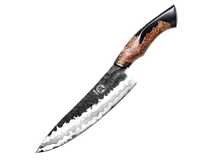MITSUMOTO SAKARI Damaskus Stahl Küchenmesser, 21 cm Gyuto Kochmesser 440C Damast Japanisches Messer, Hochwertiges Künstlerisch Geschmiedetes Kochmesser, Ahornholzgriff und Exquisite Holzkiste