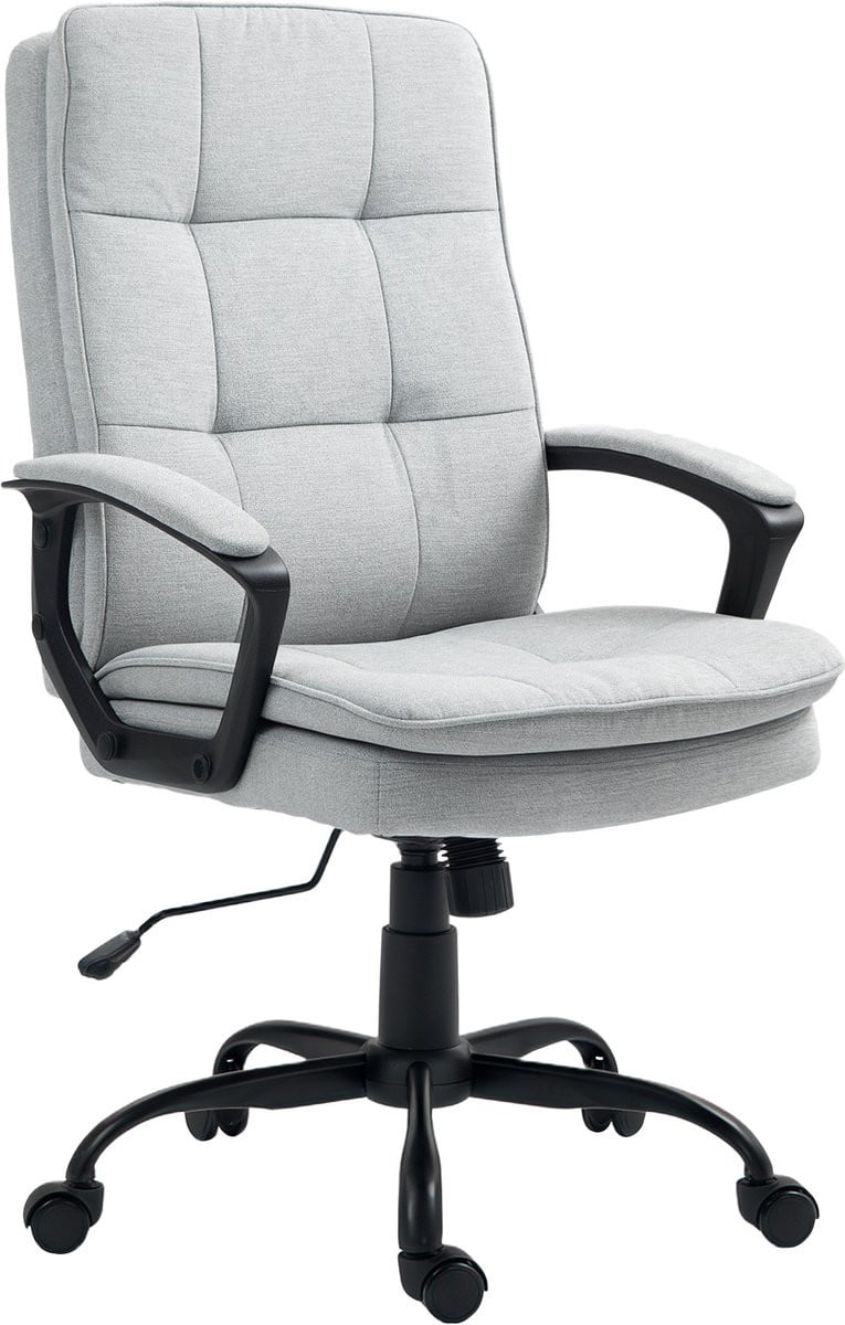 Clruro Bureaustoel - Ergonomische Draaistoel met Armleuningen - Linnenlook - Grijs