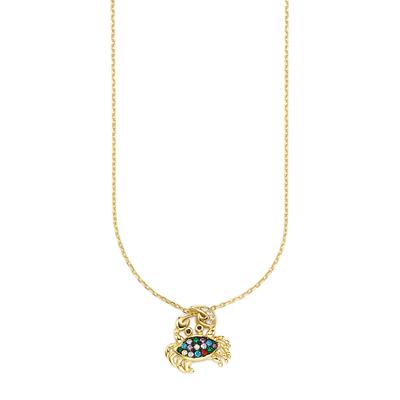 Kette mit Anhänger FIRETTI "Silberkette gelbgoldfarben mit Anhänger im Krabben-Design", gold (gelbgoldfarben, kristallweiß, rose, rot, lavendel, gelb, blau, grün), Halsketten, Damen, Silber 925 (Sterlingsilber), L: 45 B: 0,6mm, mit Zirkonia...