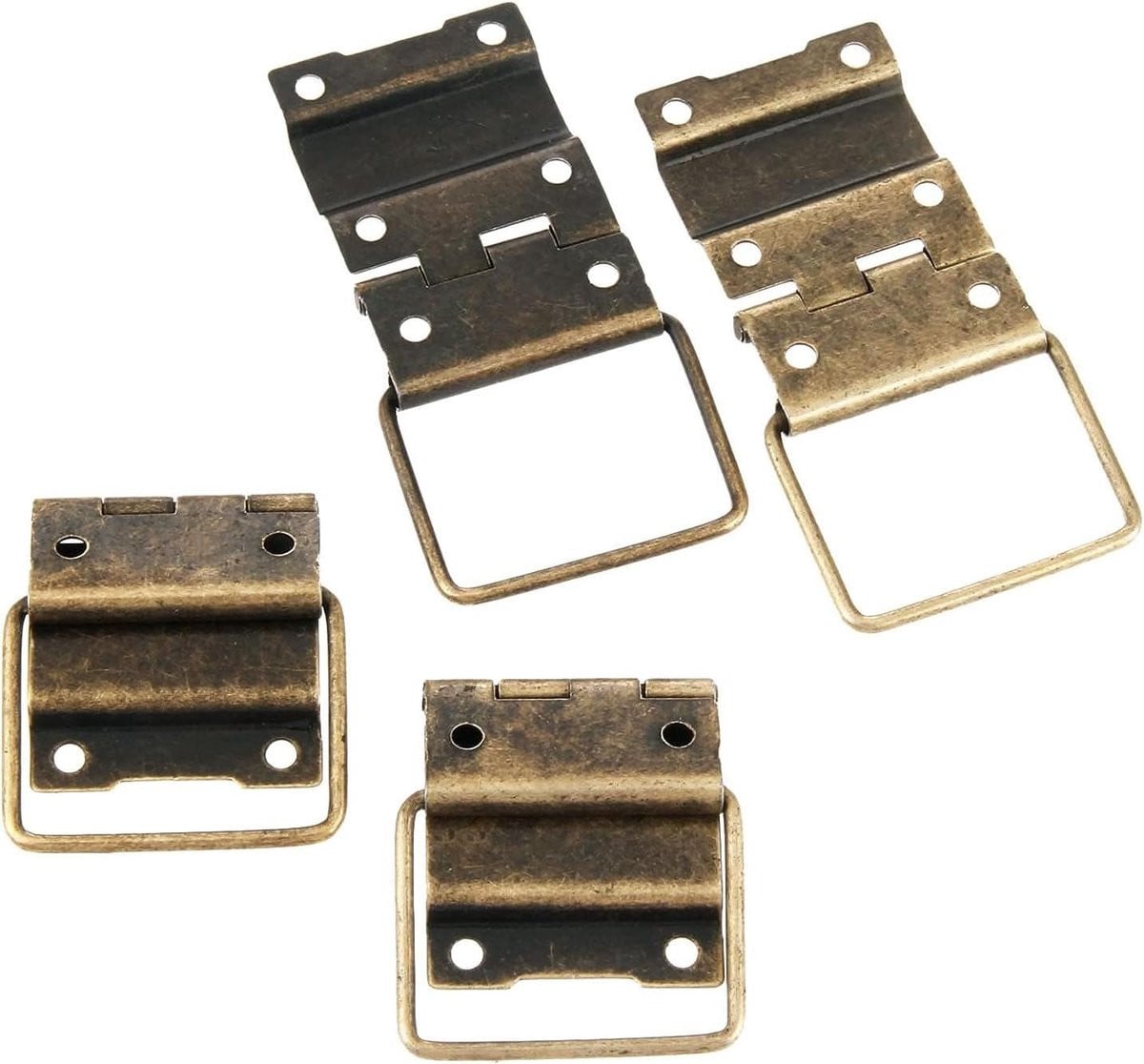 Set van 4 antieke meubelscharnieren in brons, 45x29mm