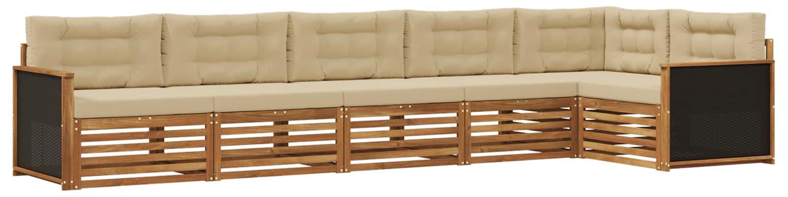 Outdoor-Sofagarnitur 6 pcs Natur und Beige 406 x 168,5 x 73 cm