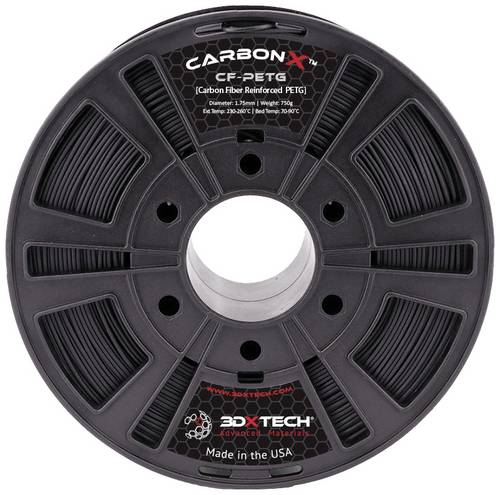 3D Xtech PTG3010750BK0 CarbonX CF Filament PETG Compound chemisch beständig 1.75mm 750g Schwarz 1St.