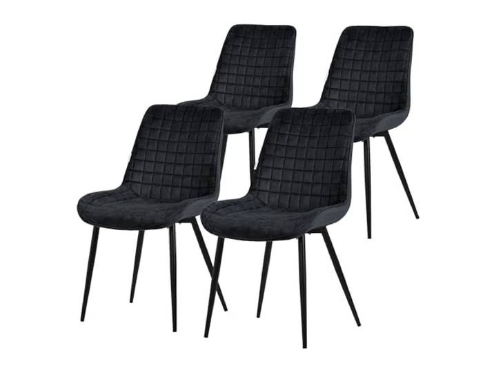 ML-Design Esszimmerstühle 4er Set, Schwarz, Sitzfläche aus Samt, Schwarzes Stahlgestell, Küchenstühle mit Rückenlehne, Wohnzimmerstühle, Polsterstühle für Esszimmer, Küche & Büro, Gepolsterte Sessel