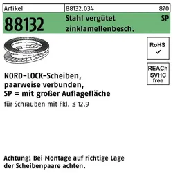 Nord-Lock, Zubehör Befestigungstechnik, Unterlegscheibe R 88132 geklebt NL 12 SP Stahl vergütet zinklamellenbeschichtet