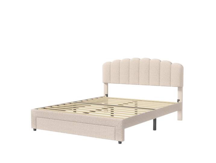 Polsterbett 160x200 cm, Beige, Schublade und Usb, Mode, 160x200 cm, Schlafzimmer, Betten, Polsterbetten