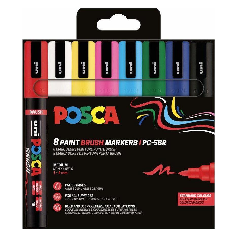 Posca - Brush PC-5BR set, 8 pcs (401676) (8x) (401676)