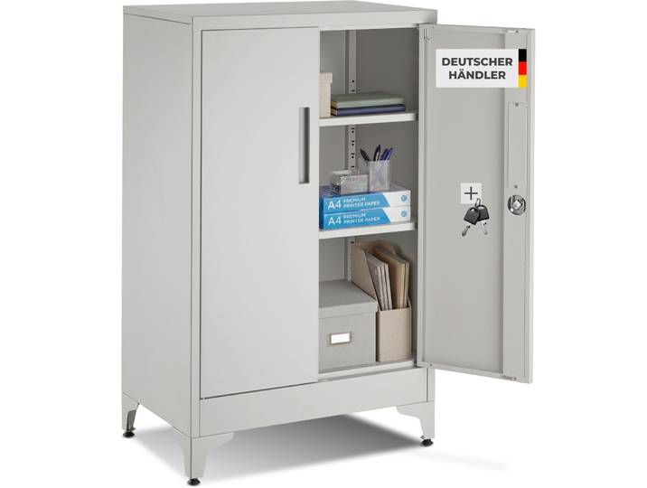 Aktenschrank Blake, Magnetverschluss, verstellbare Böden - grau